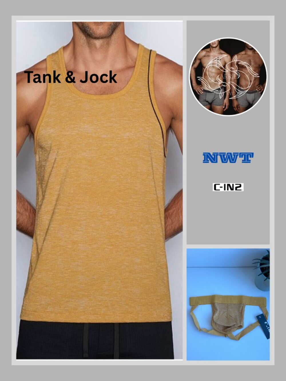 C-IN2 - Hand Me Down - Yanis Yellow - Tank and Jockstrap (M) (2 Items)